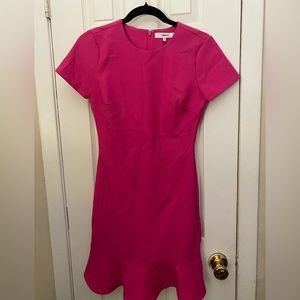 Fuchsia dress with flute hem